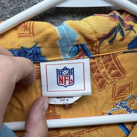 Super Bowl South Florida Shirt Mens XL Yellow NFL Football Hawaiian Rayon - Picture 8 of 10